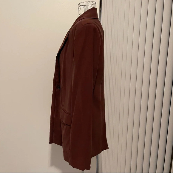 WeWoreWhat DANIELLE BERNSTEIN RELAXED BLAZER 1 button BROWN viscose blend SZ S - Picture 8 of 10